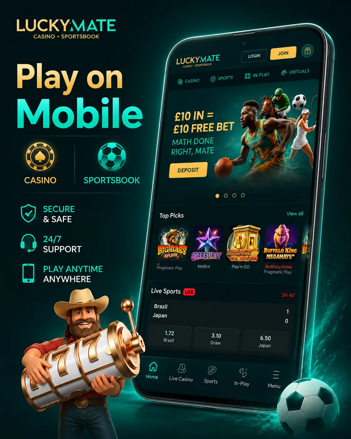 LuckyMate mobile casino vertical preview